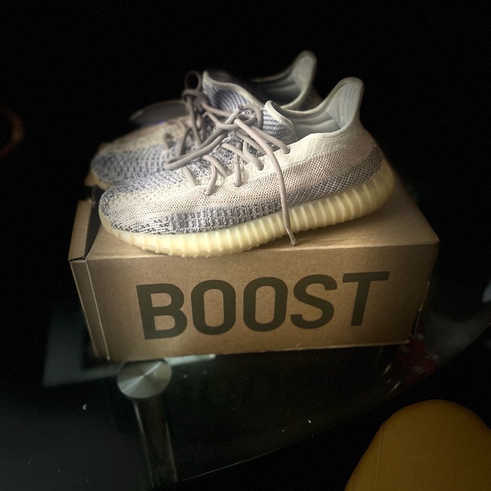Adidas Kids Yeezy Boost 350 V2 Cream and Gray Sneakers